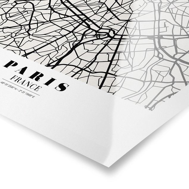 Tableaux noir et blanc Plan de ville de Paris - Classique