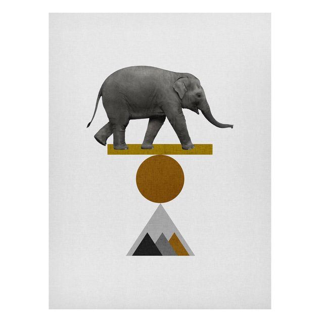 Tableau éléphants Éléphant Art de l'équilibre
