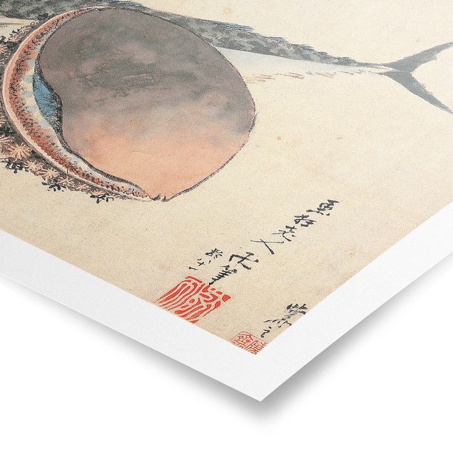 Tableaux reproductions Katsushika Hokusai - Maquereau et coquillages