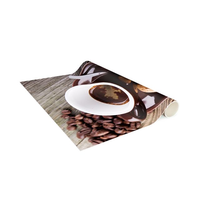 tapis salon moderne Tasses à café avec grains de café