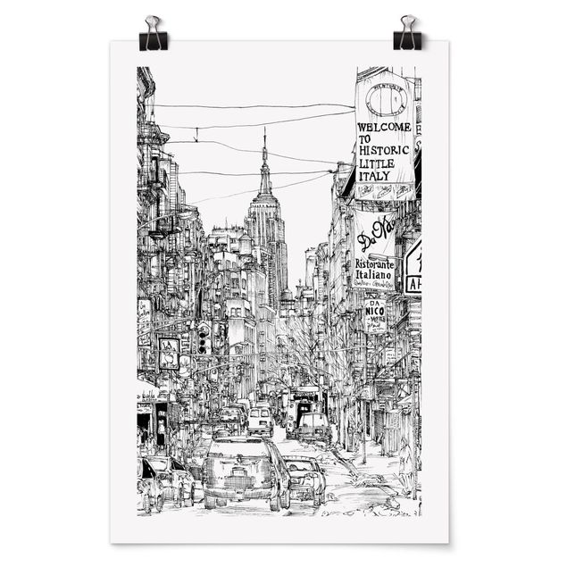 Posters en noir et blanc Étude de ville - Little Italy