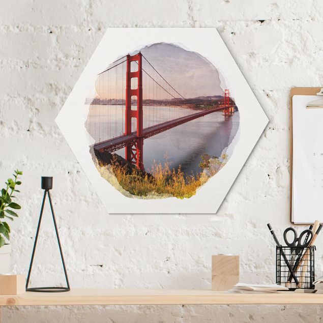 Tableaux modernes Aquarelles - Golden Gate Bridge à San Francisco