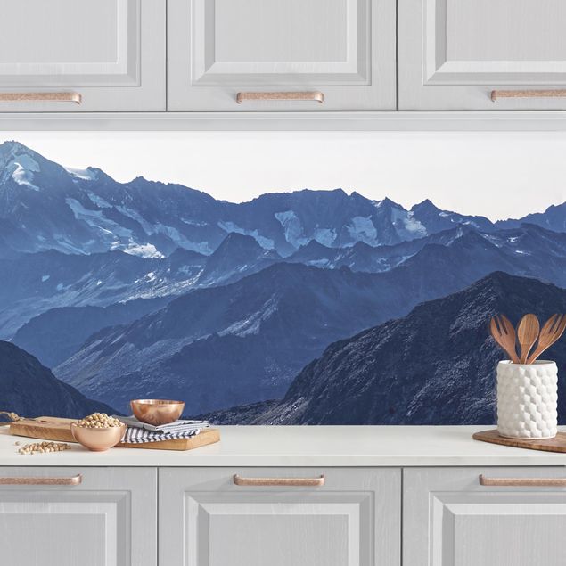 Déco murale cuisine Vue panoramique des montagnes bleues