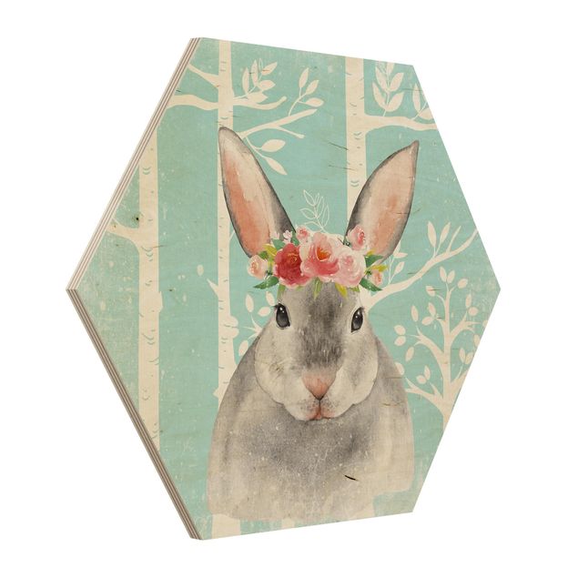 Tableaux reproductions Aquarelle Lapin Turquoise
