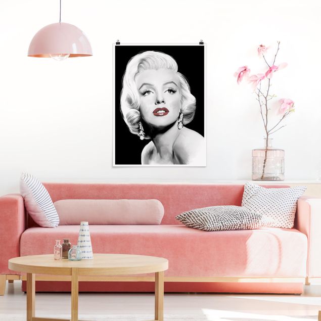 Posters en noir et blanc Marilyn avec des boucles d'oreilles
