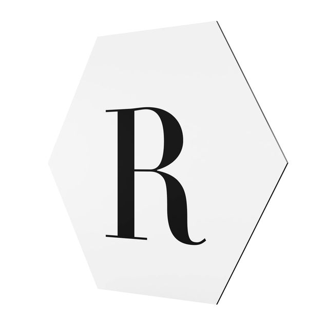 Tableau hexagon Lettre Serif Blanc R