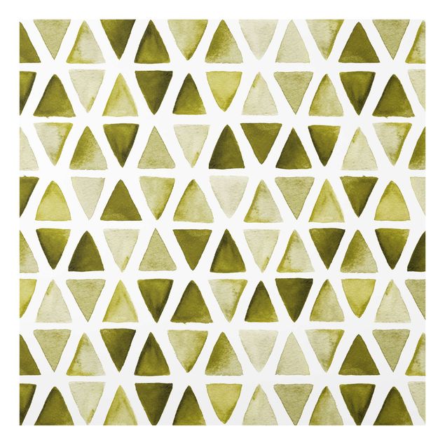 Fonds de hotte - Olive Coloured Watercolour Triangles  - Carré 1:1