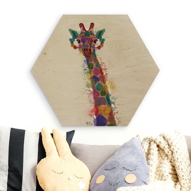 Déco chambre enfant Taches arc-en-ciel Trio de Girafe