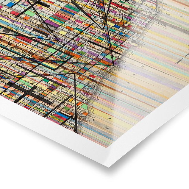 Tableau multicolor Carte moderne de Chicago