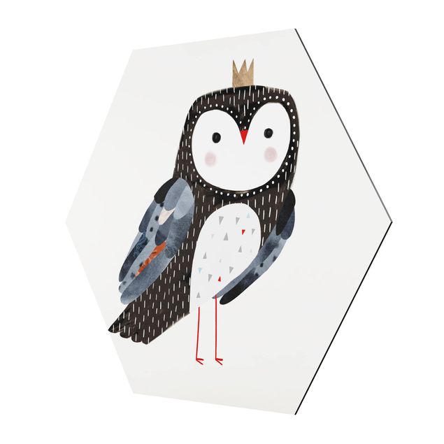 Hexagone en alu Dibond - Crowned Owl Dark