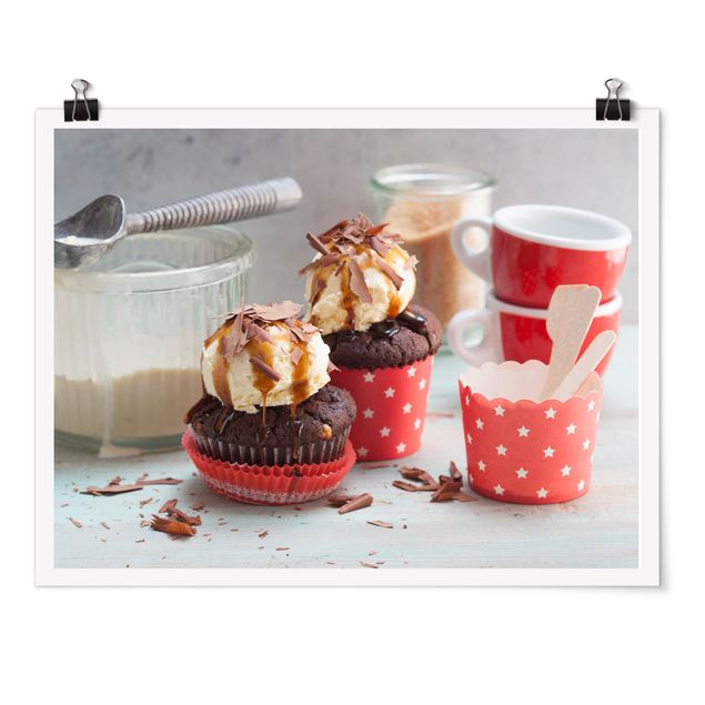 Affiche rétro Vintage Cupcakes avec Crème Glacée