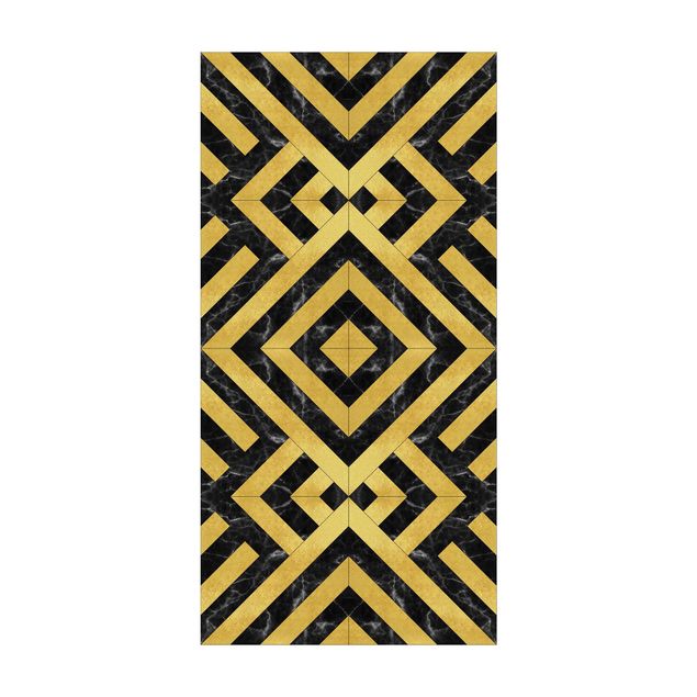 tapis imitation carrelage Mélange de carreaux géométriques Art Déco Gold Black Marble