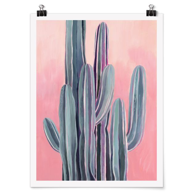 Posters fleurs Cactus Dans La Lumière Rose II