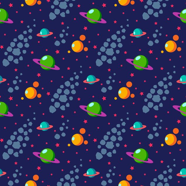 Film adhésif - Space Children Pattern With Planets And Stars