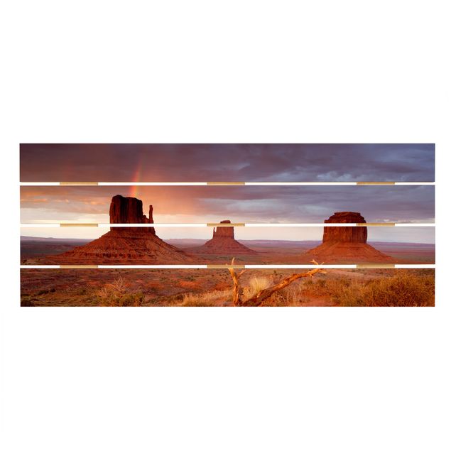 Impression sur bois Monument Valley au coucher du soleil