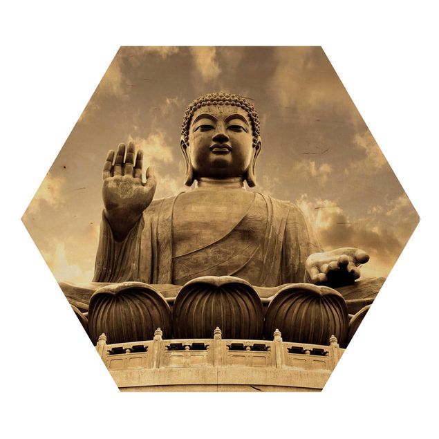 Hexagone en bois - Big Buddha Sepia