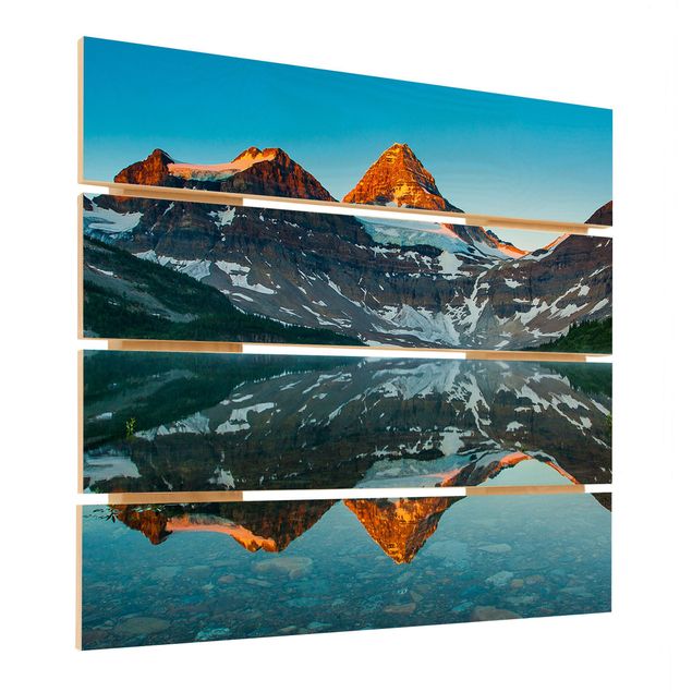 Tableaux bois Paysage de montagne au lac Magog au Canada