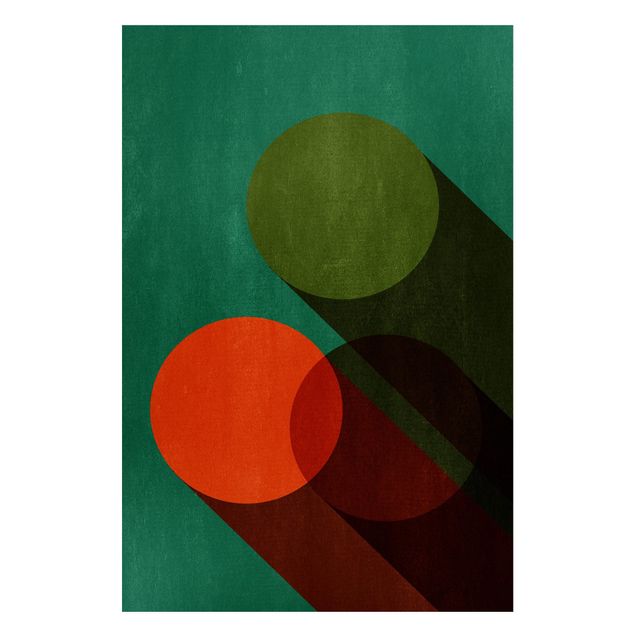 Tableaux moderne Formes abstraites - Cercles en vert et rouge