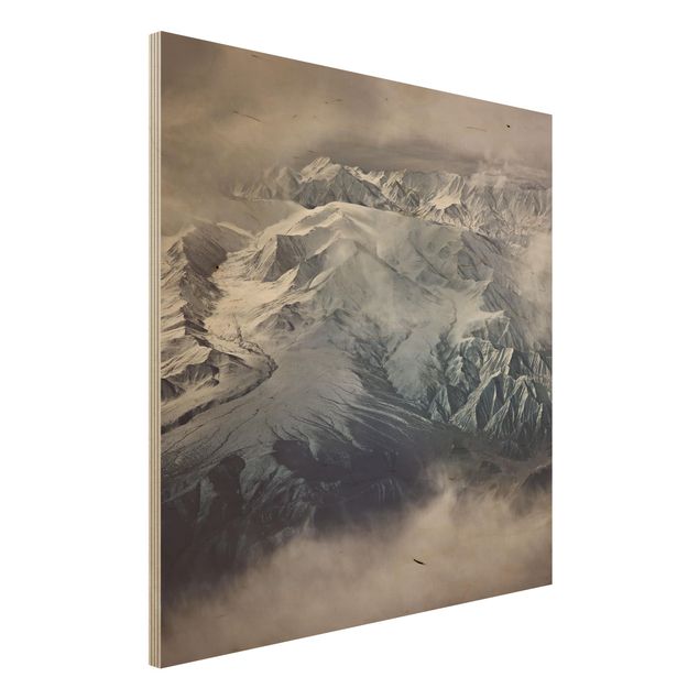 Tableaux en bois avec paysage Montagnes du Tibet