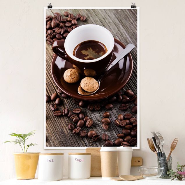 Décorations cuisine Tasses à café avec grains de café