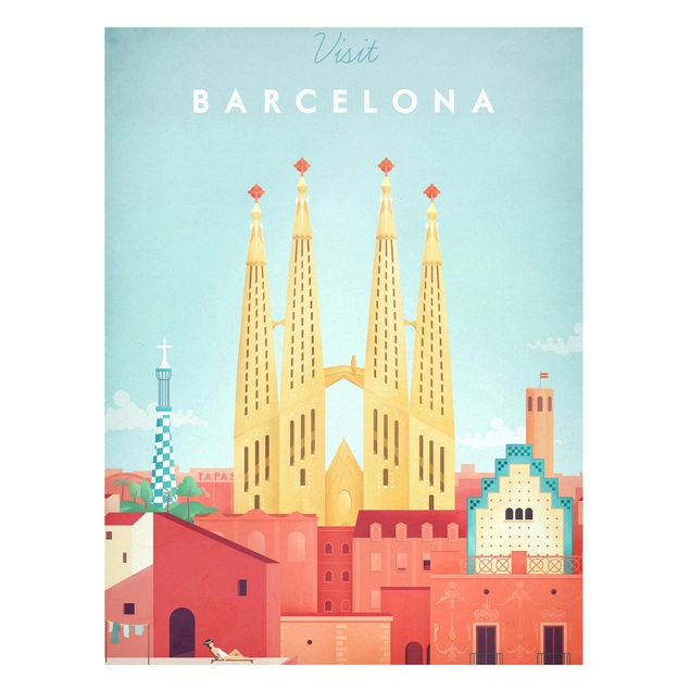 Tableau vintage Poster de voyage - Barcelone
