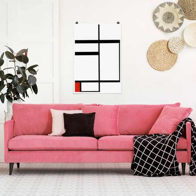 Toile impressionniste Piet Mondrian - Composition avec rouge, noir et blanc