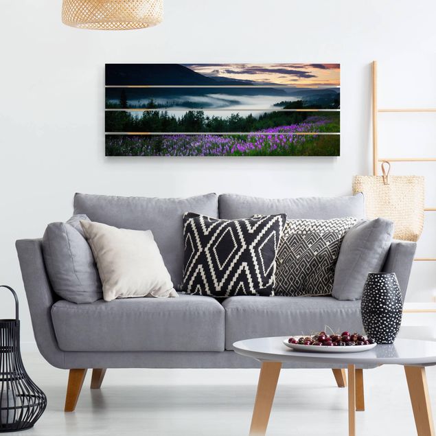 Tableaux en bois avec paysage Vallée paradisiaque en Norvège