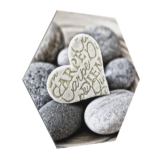Tableaux reproduction Carpe Diem Coeur avec pierres