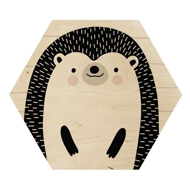Hexagone en bois - Zoo With Patterns - Hedgehog