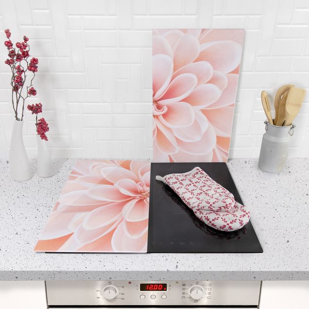 Cache plaques de cuisson Dahlia en rose pastel