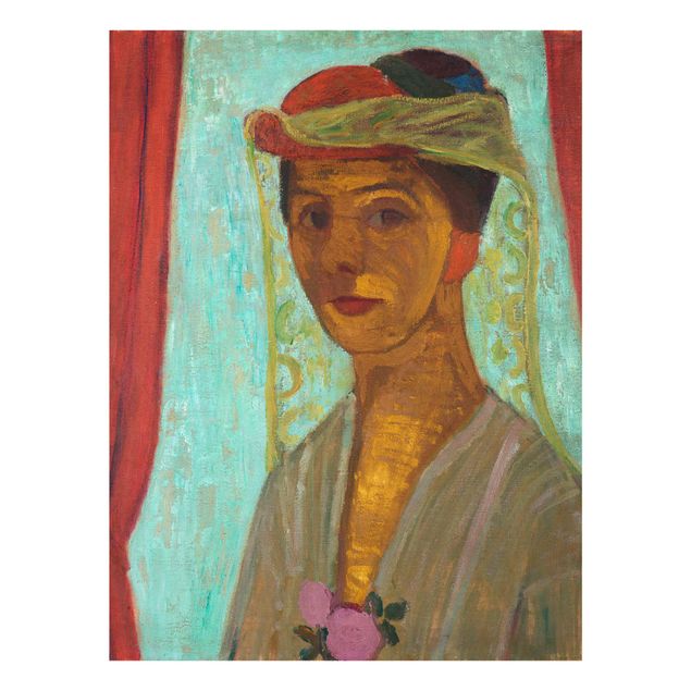 Tableau portrait Paula Modersohn-Becker - Autoportrait avec un chapeau et une voilette