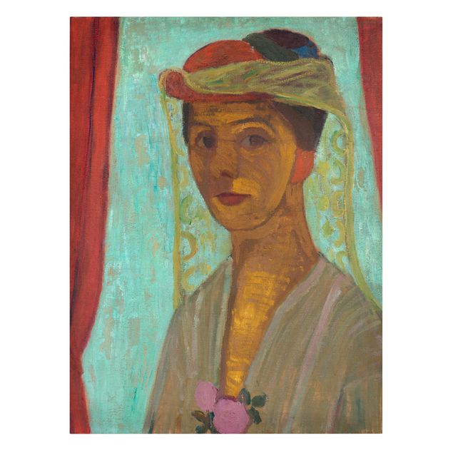 Tableau portraits Paula Modersohn-Becker - Autoportrait avec un chapeau et une voilette