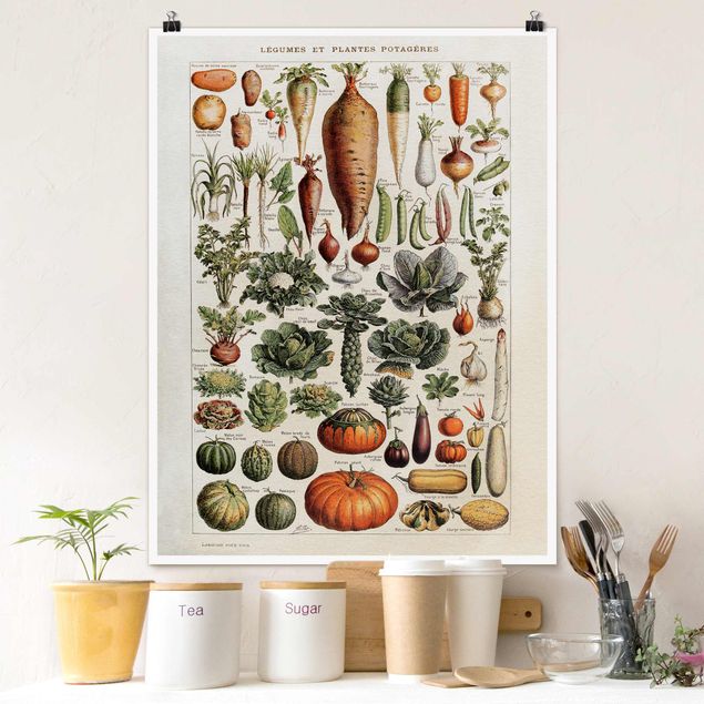 Déco murale cuisine Tableau Vintage Légumes