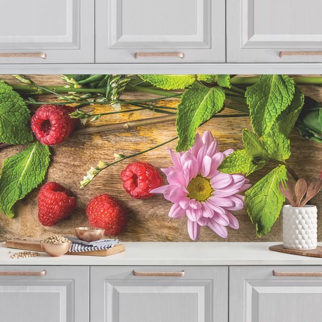 Revêtement mural cuisine - Flowers Raspberries Mint
