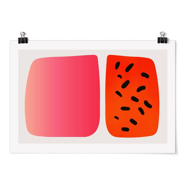 Poster abstrait Formes abstraites - Melon et rose