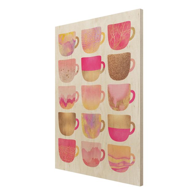 Tableaux de Elisabeth Fredriksson Tasses dorées avec rose clair