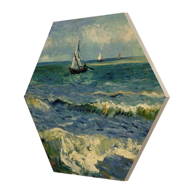 Tableaux en bois avec paysage Vincent Van Gogh - Paysage marin près des Saintes-Maries-De-La-Mer
