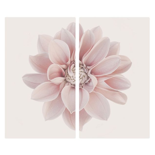 Cache plaques de cuisson en verre - Dahlia Flower Pastel White Pink