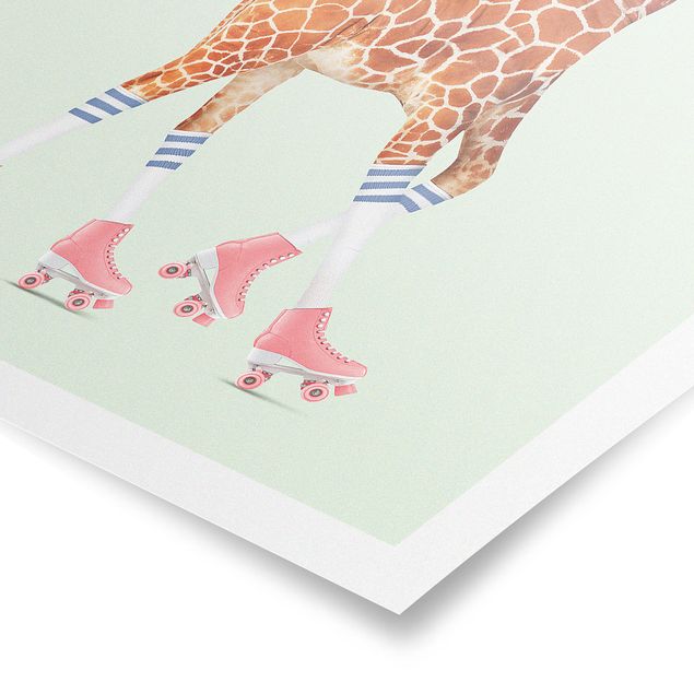 Tableau animaux Girafe avec des patins à roulettes