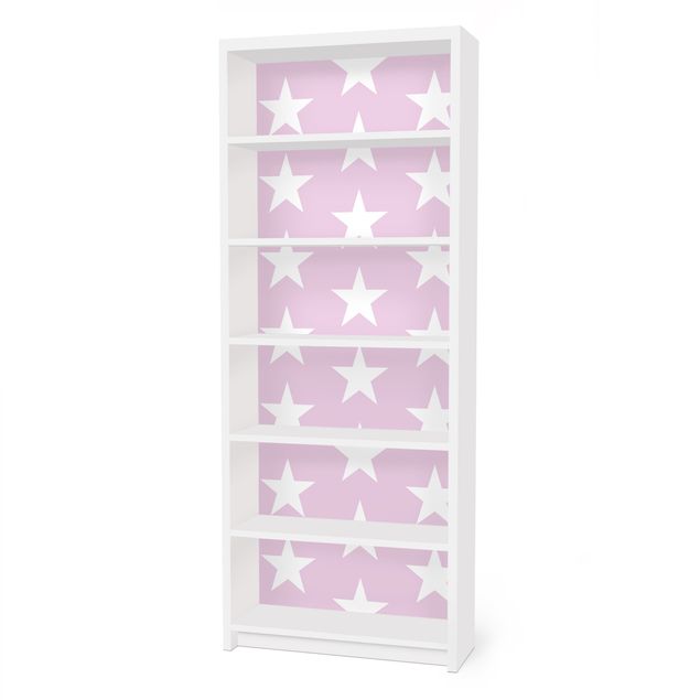 Papier adhésif pour meuble White Stars On Light Pink