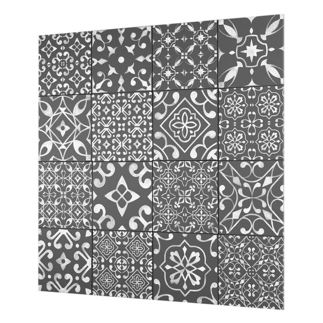 Fond de hotte - Pattern Tiles Dark Gray White