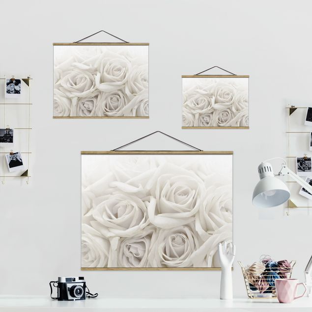 Tableau avec tissu White Roses