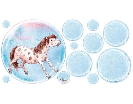 Stickers muraux animaux Poney à bulles