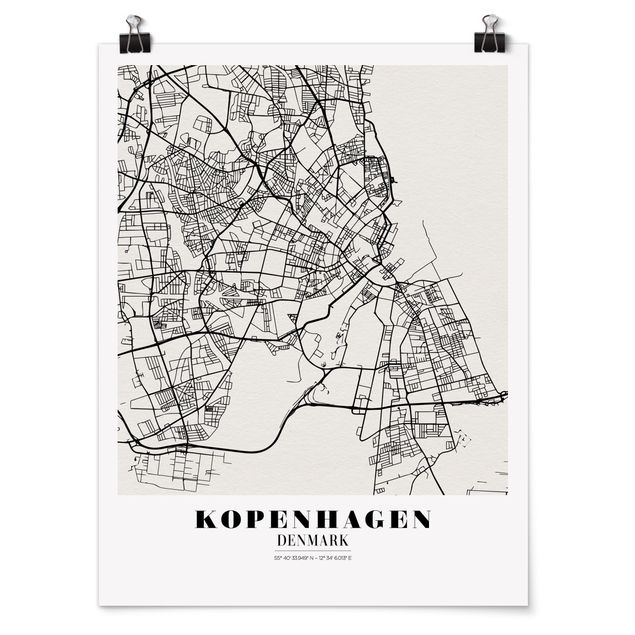 Tableaux mappemonde Plan de ville de Copenhague - Classique