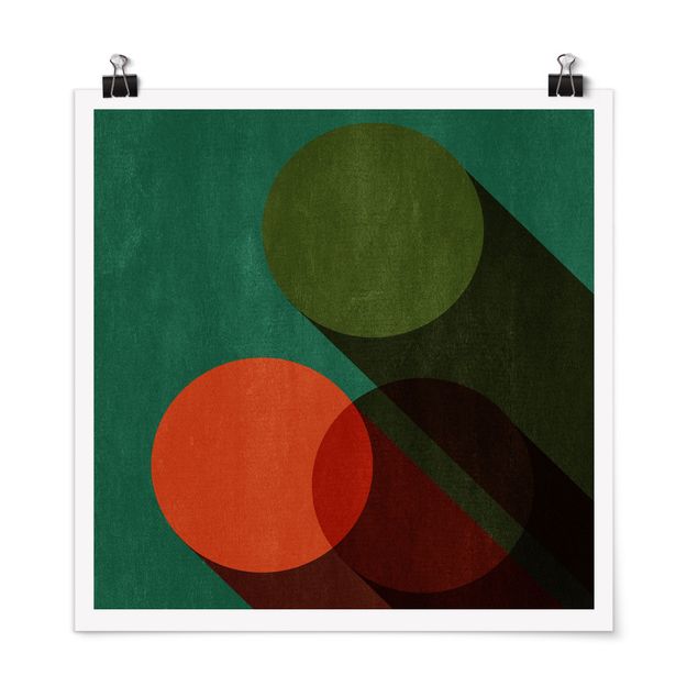 Posters abstraits Formes abstraites - Cercles en vert et rouge
