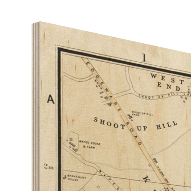 Impression sur bois - Vintage Map London