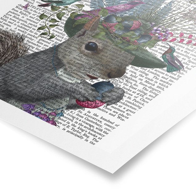 Affiche animaux Chasseur - Écureuil avec glands