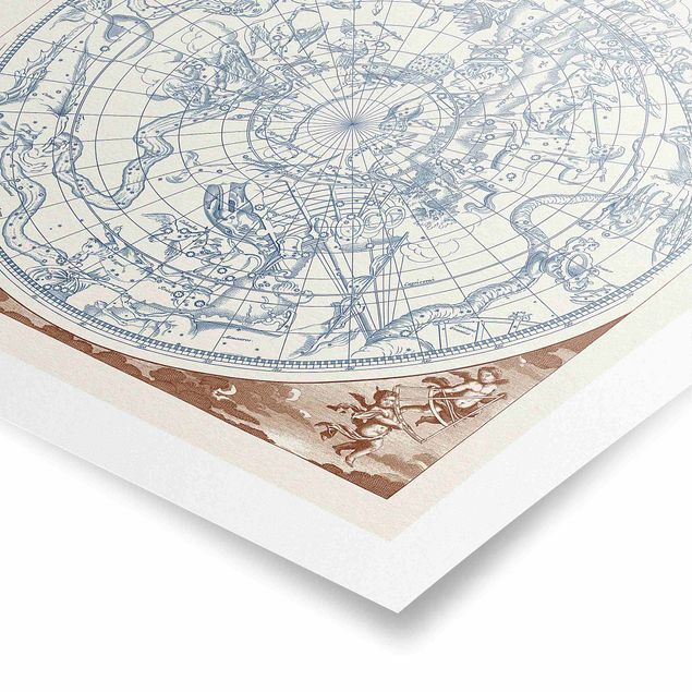 Tableau bleu Carte des étoiles vintage de l'hémisphère Sud