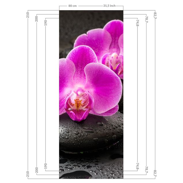 Revêtement mural de douche - Pink Orchid Flower On Stones With Drops