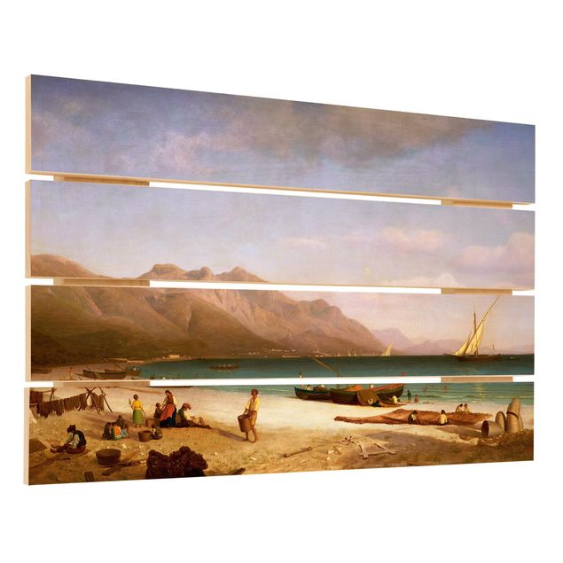 Tableaux en bois avec plage & mer Albert Bierstadt - Baie de Salerne